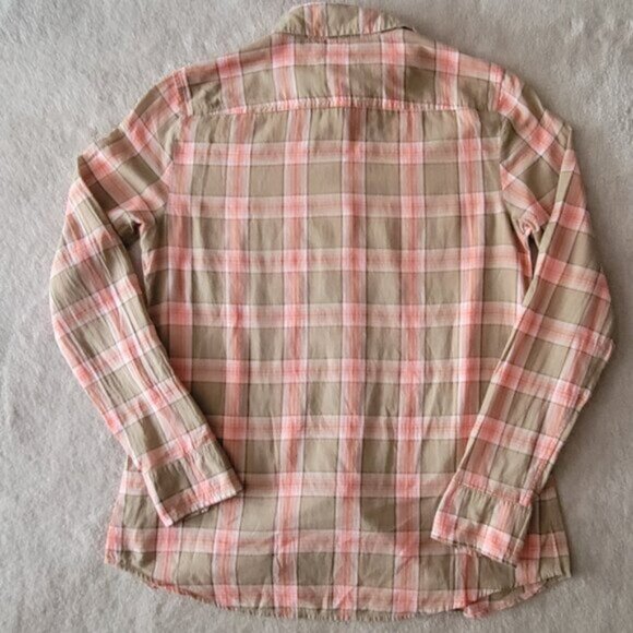 GAP Plaid Button Down Shirt Pink Tan Women's Size XS - Picture 7 of 10